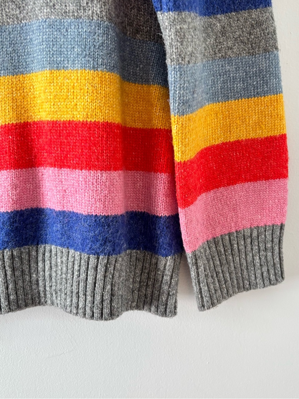 Albaray Wool Rainbow Crew Pullover Sweater Ribbed Trim Thick Knit Cozy — image 3 of 5